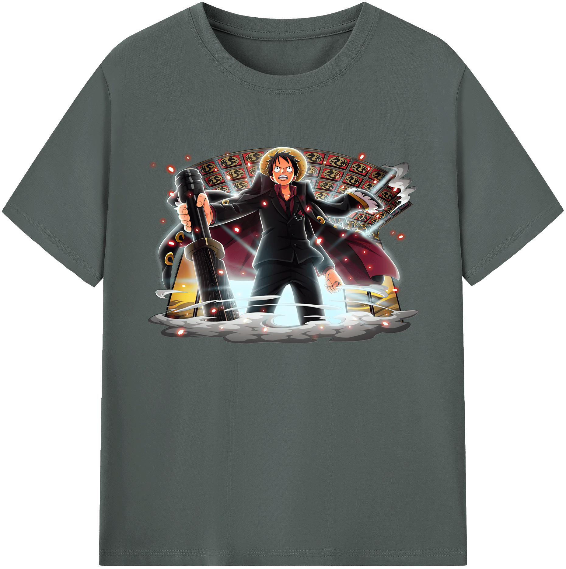 ワンピース モンキー・D・ルフィ ONE PIECE Monkey D. Luffy 綿100％ メンズ半袖Tシャツ｜肌触りやわらか＆通気性